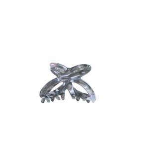 Elegant grey marble acetate butterfly hair claw clip with cutout design for women