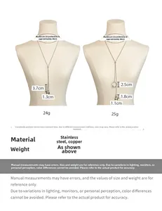 Detail view of silver headphone pendant necklaces showing 80cm adjustable length and dimensions