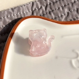 Elegante molletta per capelli in acetato a forma di gatto rosa per la frangia
