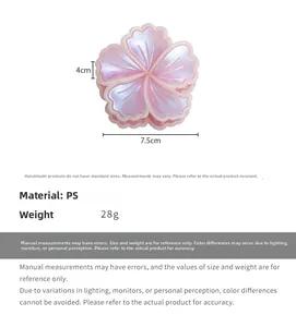 Pinza per capelli a fiore rosa perlato lunga 7,5 cm in materiale PS resistente
