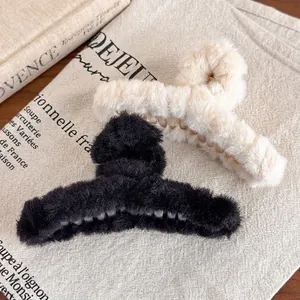 Große Plüsch Haarkralle Weiche Kunstpelz Shark Clip Für Damen Dickes Haar Winter Herbst Französischer Stil Haarschmuck