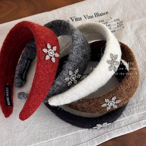Lot de serre-têtes d'hiver en peluche avec flocons de neige en strass et fausse fourrure