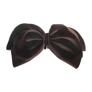 Elegant brown velvet bow banana hair clip for women stylish high ponytail hair accessory
