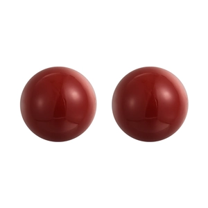 Elegant 25mm glossy red ball stud earrings with polished finish on a white background