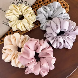 Solid Color Satin Large Scrunchies Silk Like Elegant Hair Ties French Style Soft Elastic Hair Bands Women Hair Accessories