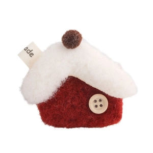 Cute handmade plush house brooch for 2026 Year of the Horse sweater and scarf accessory