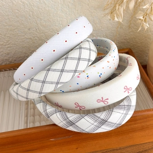 Serre-têtes rembourrés en coton avec motifs floraux, carreaux et nœuds pour femme