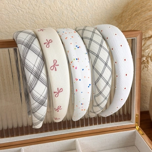 Serre-tête Rétro en Tissu à Carreaux et Pois Avec Nœud Serre-tête Épais en Éponge Doux Accessoires Cheveux Floraux Femmes