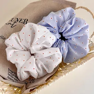 Chouchous à Motifs Marguerites en Tissu Douceur Avec Fleurs Brodées Élastiques à Cheveux Style Coréen Accessoires Cheveux Femmes Filles