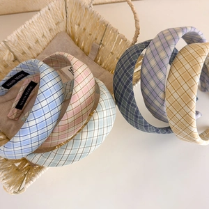 Lot de serre-têtes à carreaux faits à la main en six couleurs, style français élégant