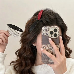 Vintage Polka Dot Acetate Hair Comb With Metal Teeth French Style Hair Side Comb For Women Hair Styling Accessories