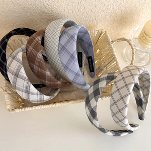 Classic plaid headbands in various colors for an American retro preppy style look