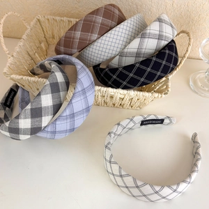 Classic American vintage plaid padded headbands in various colors for high skull top look