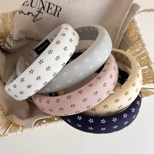 Korean Style Fresh Floral Cloth Padded Headband For Women Thickened Sponge Hair Band Sweet Daily Headwear Accessories