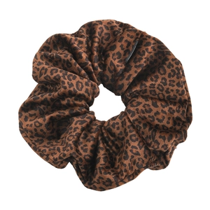 Velvet leopard print double-layer hair scrunchie with high elasticity and soft texture