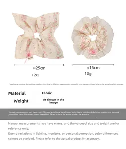 Spécifications du lot de chouchous floraux avec dimensions et poids pour différents modèles