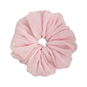 Pleated pale pink scrunchie with high elasticity for elegant ponytails and buns