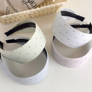 French vintage wide polka dot headbands in soft pastel colors with non-slip inner teeth