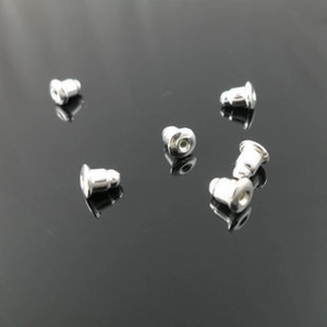 Polished silver metal bullet clutch earring backs for secure DIY jewelry making
