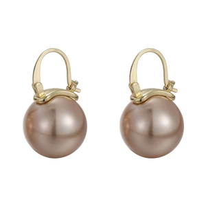 Elegant champagne pearl drop earrings with French hooks in a minimalist gold finish