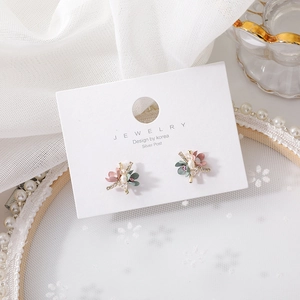 Korean Style Sweet 3D Flower Stud Earrings Alloy Faux Artificial Pearl Rhinestone With 925 Sterling Silver Earring Post For Women Jewelry