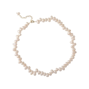 Collier élégant en perles d'eau douce baroques avec fermoir doré et chaîne réglable