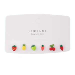 6-piece set of 925 silver needle sweet fruit and vegetable stud earrings for women