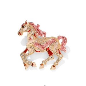 Mode Zinklegierung Strass Springendes Pferd Brosche Für Damen Funkelnde Emaille Tier Reversnadel Schmuck Geschenk Zubehör