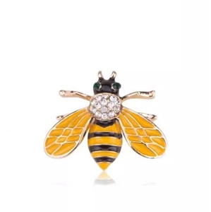 Exquisite gold-plated honey bee brooch with colorful enamel and sparkling rhinestones