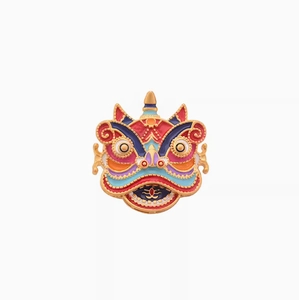 Broche en émail danse du lion chinois traditionnel avec dorure colorée pour vestes