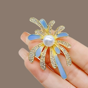 Broche en Alliage Émail Dégradé Forme de Feu d'artifice Avec Imitation Künstliche Perle Strass pour Femmes Accessoires Élégants