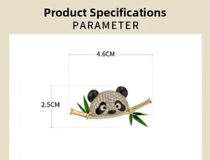 Detailed view showing the 4.6cm by 2.5cm dimensions of the cute panda bamboo brooch