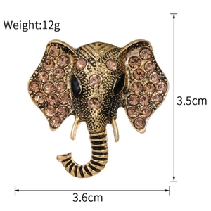 Retro elephant brooch with brown rhinestones and dimensions markings 3.6cm by 3.5cm