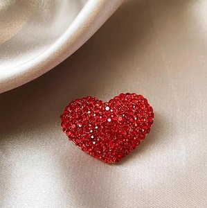 Spilla a Cuore Rosso Con Strass in Lega Placcata Oro Gioielli di Moda per Donna Matrimonio Banchetto Accessorio