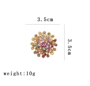 Détail de la broche pissenlit avec cristaux multicolores mesurant 3,5 cm par 3,5 cm, 10g