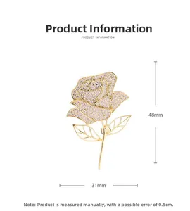 Detailed dimension guide for the elegant rose brooch featuring dimensions 48mm by 31mm