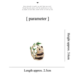Elegant panda brooch with bamboo detail, paved stones, 3.6cm high and 2.5cm wide accessory