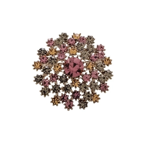 Élégante broche fleur de pissenlit ornée de cristaux colorés sur base argentée