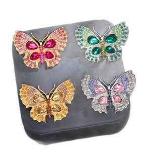 Broche Papillon en Alliage de Luxe avec Cristal pour Femmes Mode Strass Incrusté Corsage Bijoux pour Mariage Fête Cadeau
