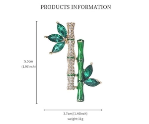 Bamboo brooch dimensions detail with 5.0cm height and 3.7cm width technical specifications