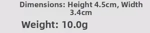 Detailed size chart for maple leaf brooch showing height 4.5cm, width 3.4cm, and weight 10.0g
