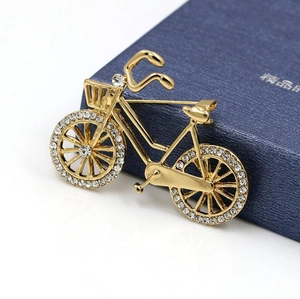 Fashion Creative Bicycle Brooch Alloy Rhinestone Inlaid Personalized Jacket Corsage Clothing Accessories Pin For Women Jewelry