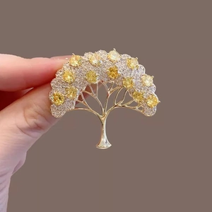 Elegante Spilla Albero Della Vita In Lega Vintage Strass Pianta Spilla Albero Dei Desideri Corsage Accessori Per Donna Regalo