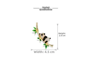 Detailed dimension view showing panda brooch size with 4.5cm width and 2.0cm height