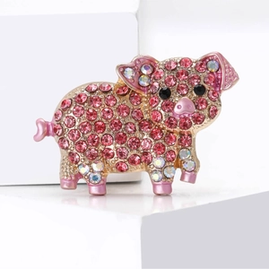 Cute Pink Pig Alloy Brooch For Women Exquisite Animal Shape Rhinestone Inlaid Fashion Suit Apparel Decorative Lapel Pin