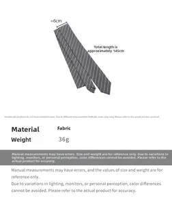 Detailed size specifications of dark grey striped necktie with 145cm length and 6cm width