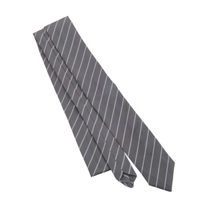 Formal dark grey diagonal striped tie with white silk finish for classic business attire