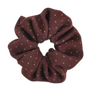 French style dark red polka dot scrunchie made of soft fabric for women hair styling