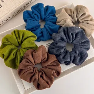 Femme Automne Hiver Tricoté Grand Chouchou Couleur Unie Doux Élastique Attache Cheveux Simple Fait Main Accessoire