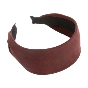 Minimalist wine red fabric wide headband with textured twill design for women